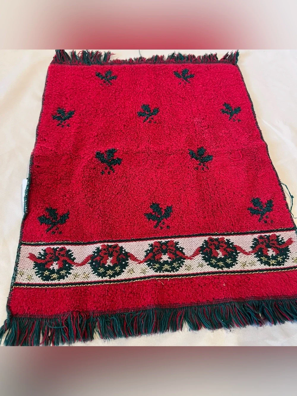 Vintage Fieldcrest Christmas Guest Towel Made in USA